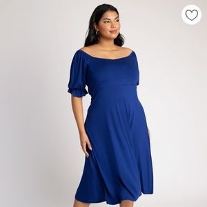 Eloquii puff sleeve sweetheart neckline dress